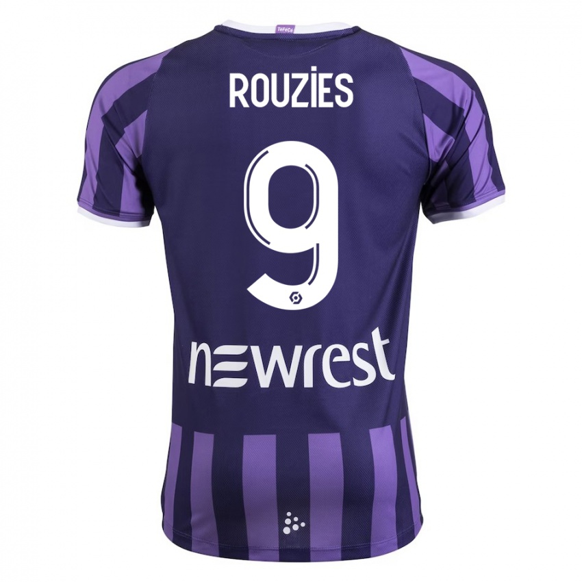 Dzieci Manon Rouzies #9 Purpurowy Wyjazdowa Koszulka 2023/24 Koszulki Klubowe