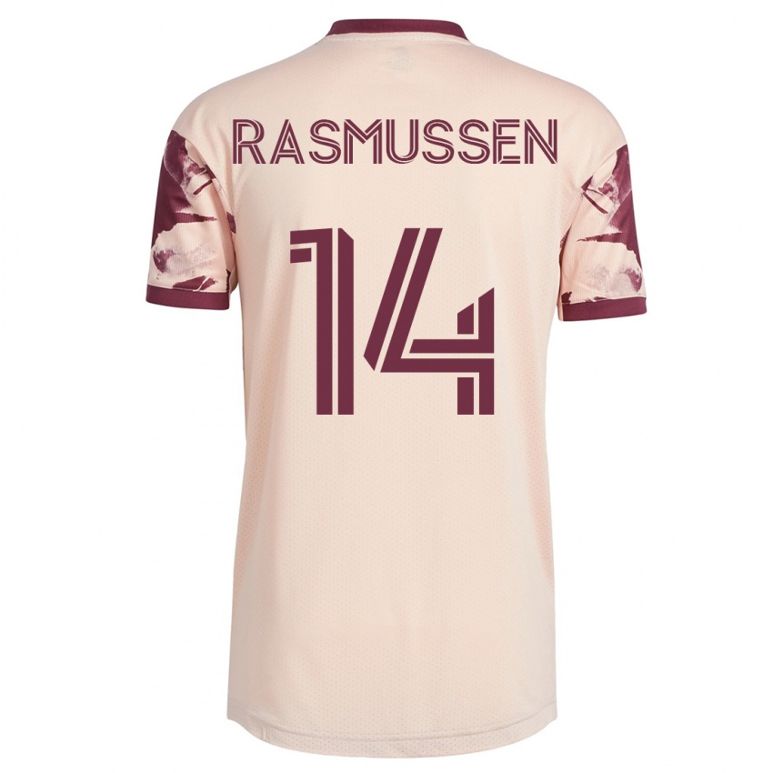 Dzieci Justin Rasmussen #14 Białawy Wyjazdowa Koszulka 2023/24 Koszulki Klubowe