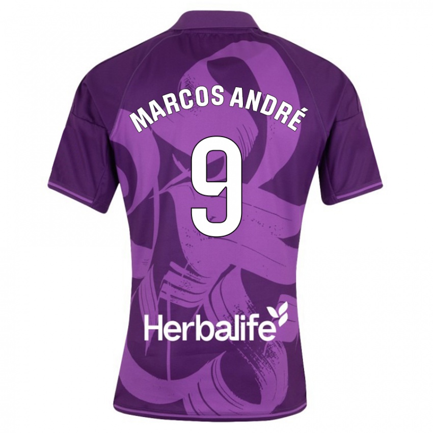 Dzieci Marcos André #9 Fioletowy Wyjazdowa Koszulka 2023/24 Koszulki Klubowe