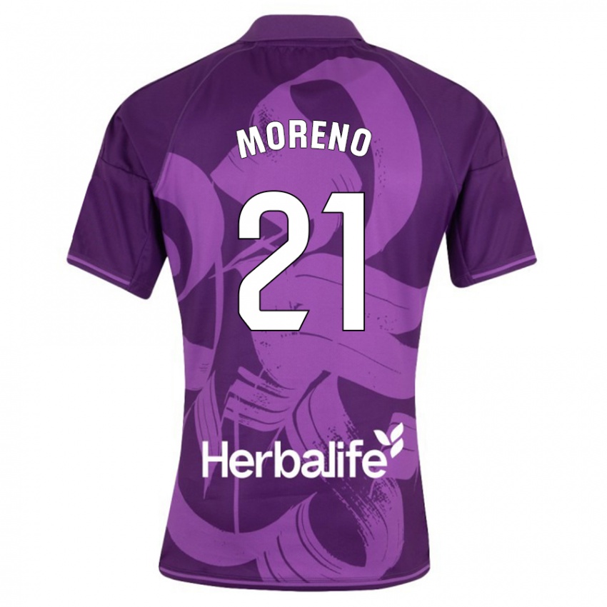 Dzieci Xavi Moreno #21 Fioletowy Wyjazdowa Koszulka 2023/24 Koszulki Klubowe