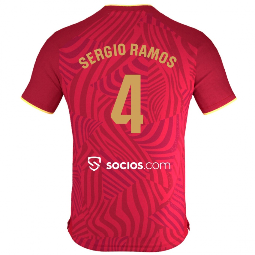 Dzieci Sergio Ramos #4 Czerwony Wyjazdowa Koszulka 2023/24 Koszulki Klubowe