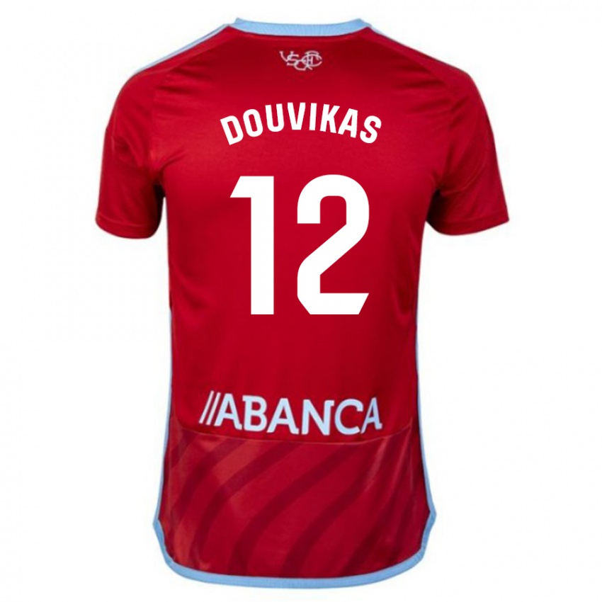 Dzieci Anastasios Douvikas #12 Czerwony Wyjazdowa Koszulka 2023/24 Koszulki Klubowe