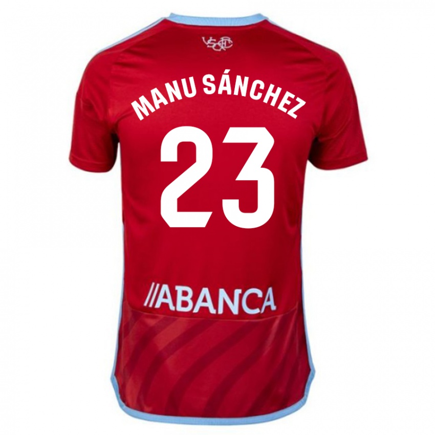 Dzieci Manu Sanchez #23 Czerwony Wyjazdowa Koszulka 2023/24 Koszulki Klubowe