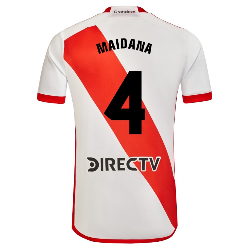 Męski Jonatan Maidana #4 Biało - Czerwony Domowa Koszulka 2023/24 Koszulki Klubowe