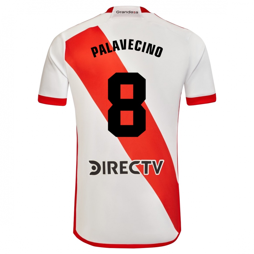 Męski Agustin Palavecino #8 Biało - Czerwony Domowa Koszulka 2023/24 Koszulki Klubowe