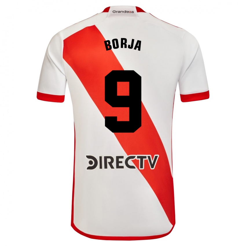 Męski Miguel Borja #9 Biało - Czerwony Domowa Koszulka 2023/24 Koszulki Klubowe