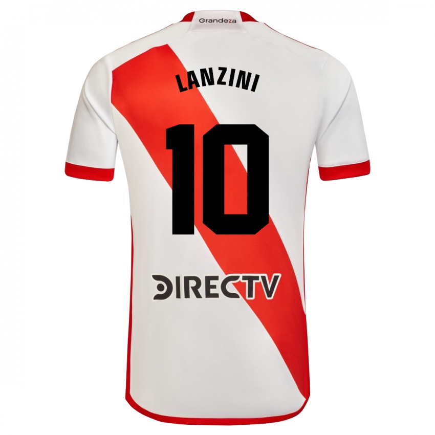 Męski Manuel Lanzini #10 Biało - Czerwony Domowa Koszulka 2023/24 Koszulki Klubowe