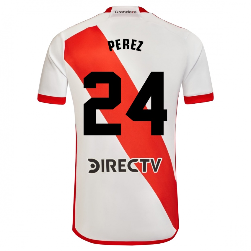 Męski Enzo Perez #24 Biało - Czerwony Domowa Koszulka 2023/24 Koszulki Klubowe