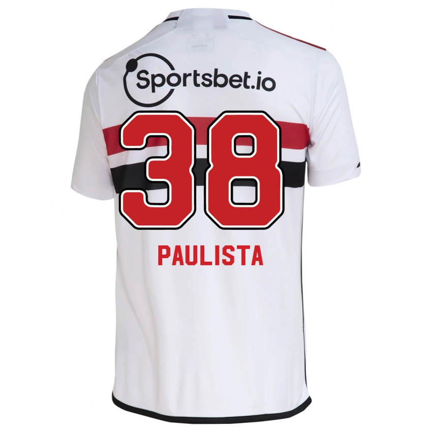 Męski Caio Paulista #38 Biały Domowa Koszulka 2023/24 Koszulki Klubowe