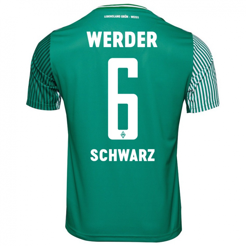 Męski Ricardo-Felipe Schwarz #6 Zielony Domowa Koszulka 2023/24 Koszulki Klubowe