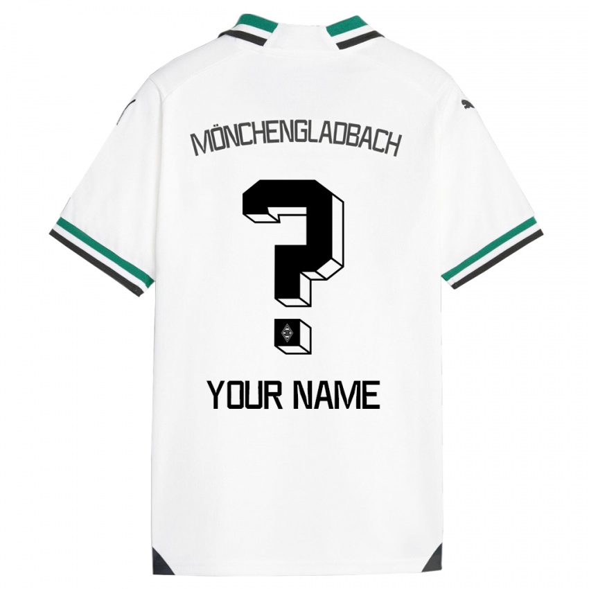 Męski Twoje Imię #0 Biały Zielony Domowa Koszulka 2023/24 Koszulki Klubowe