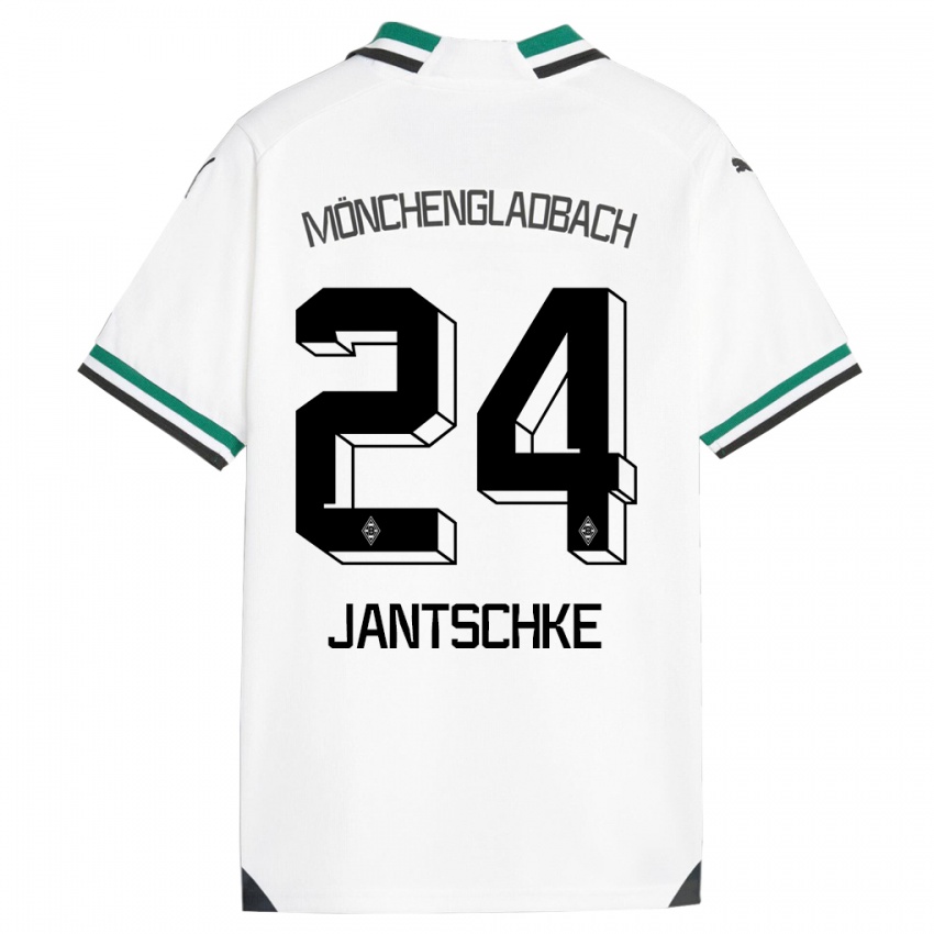 Męski Tony Jantschke #24 Biały Zielony Domowa Koszulka 2023/24 Koszulki Klubowe