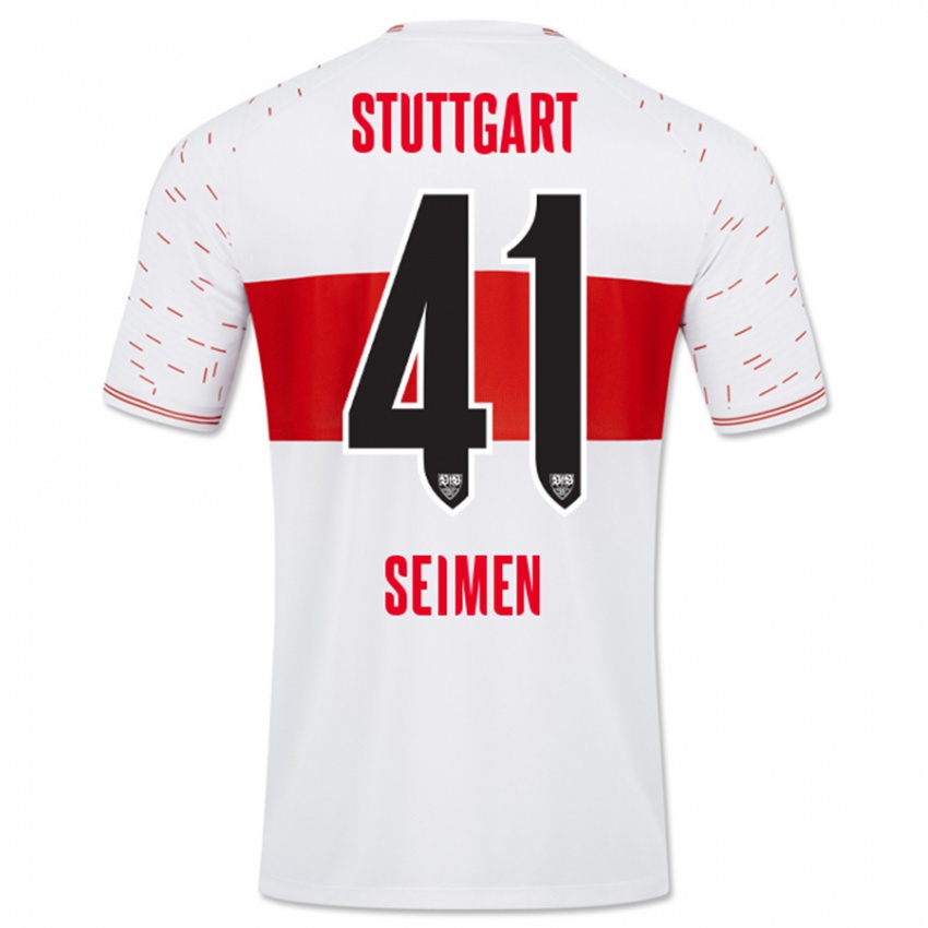 Męski Dennis Seimen #41 Biały Domowa Koszulka 2023/24 Koszulki Klubowe