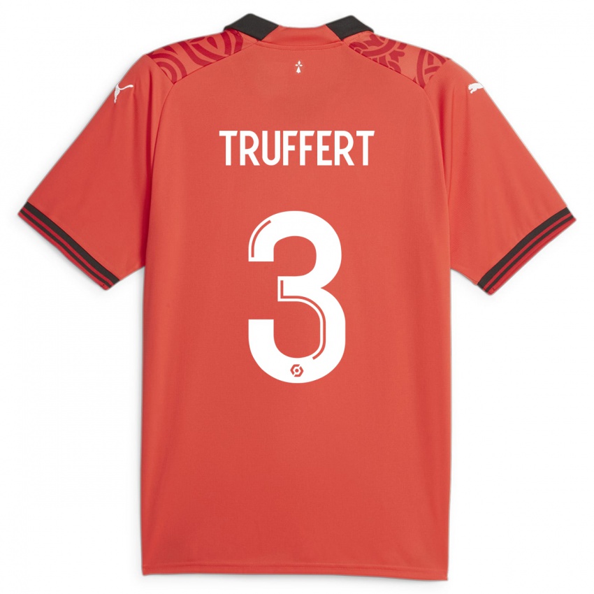 Męski Adrien Truffert #3 Czerwony Domowa Koszulka 2023/24 Koszulki Klubowe