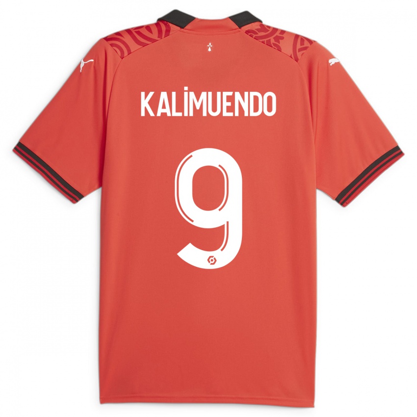 Męski Arnaud Kalimuendo #9 Czerwony Domowa Koszulka 2023/24 Koszulki Klubowe