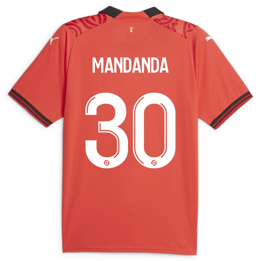Męski Steve Mandanda #30 Czerwony Domowa Koszulka 2023/24 Koszulki Klubowe