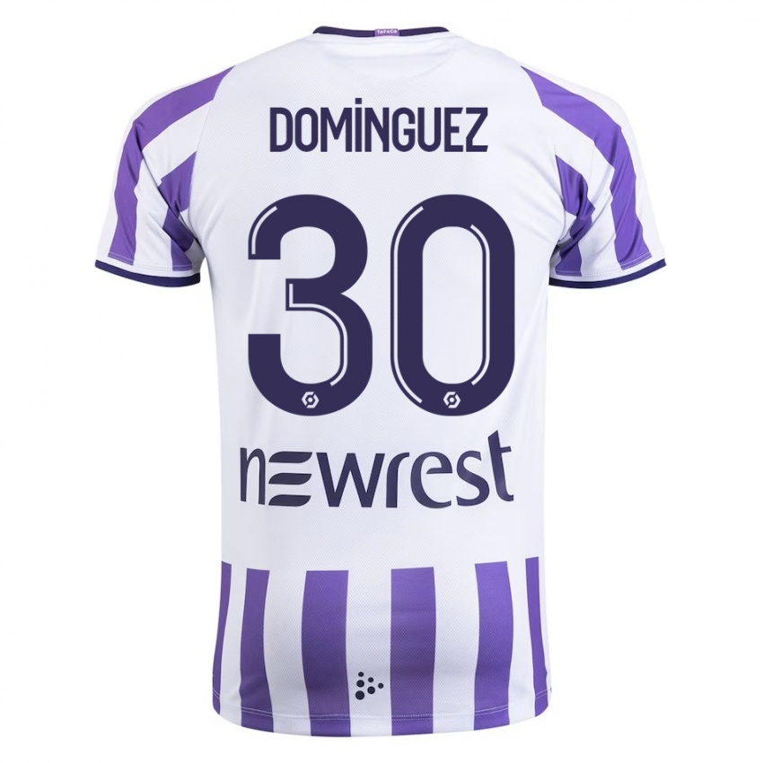 Męski Álex Domínguez #30 Biały Domowa Koszulka 2023/24 Koszulki Klubowe