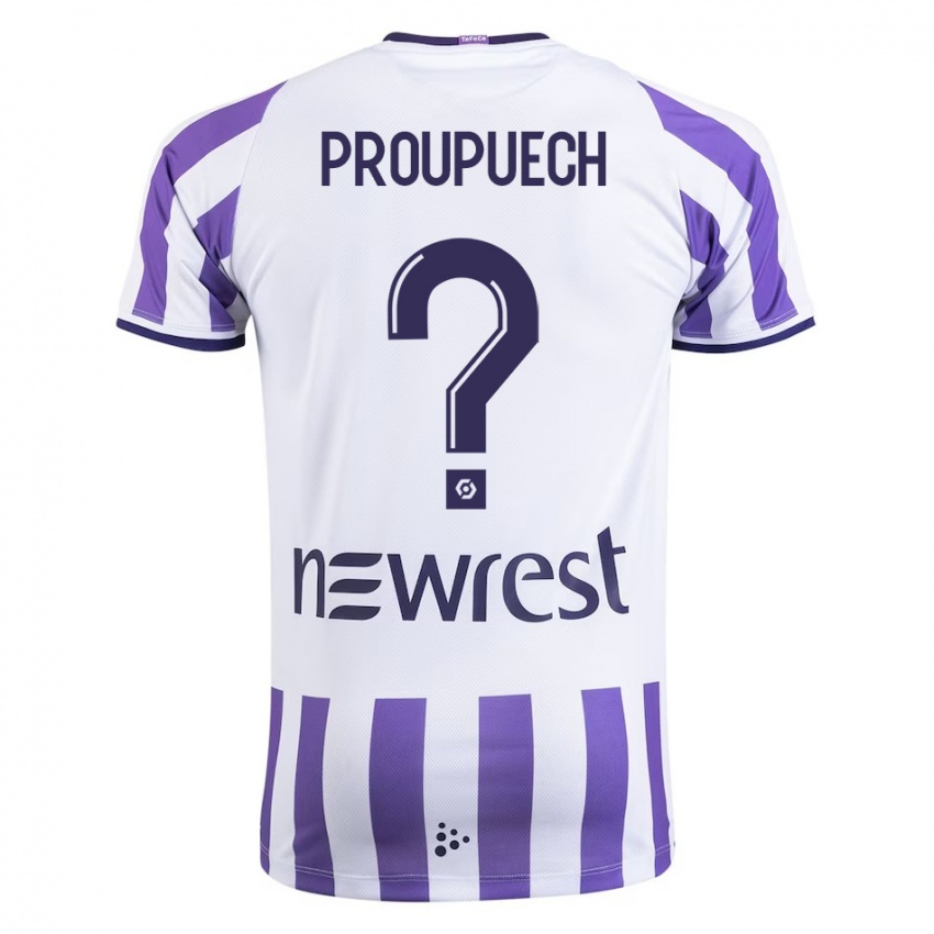 Męski Lucas Proupuech #0 Biały Domowa Koszulka 2023/24 Koszulki Klubowe