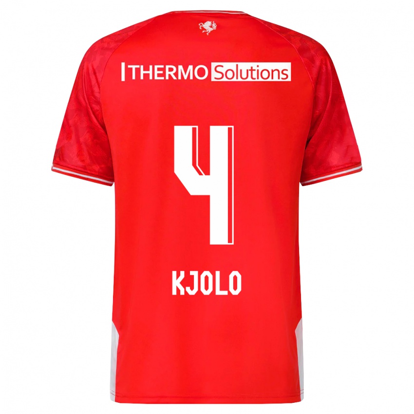 Męski Mathias Kjølø #4 Czerwony Domowa Koszulka 2023/24 Koszulki Klubowe