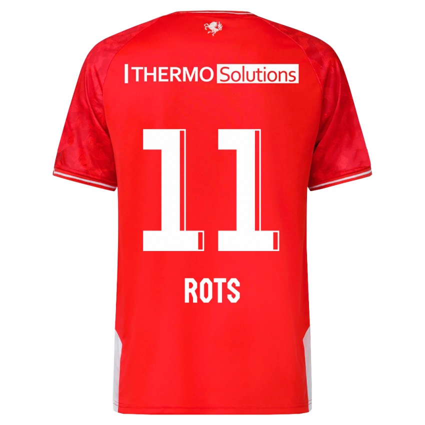 Męski Daan Rots #11 Czerwony Domowa Koszulka 2023/24 Koszulki Klubowe