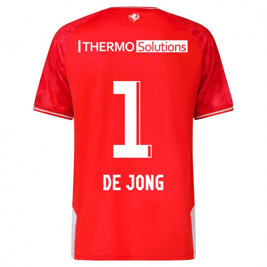 Męski Danielle De Jong #1 Czerwony Domowa Koszulka 2023/24 Koszulki Klubowe