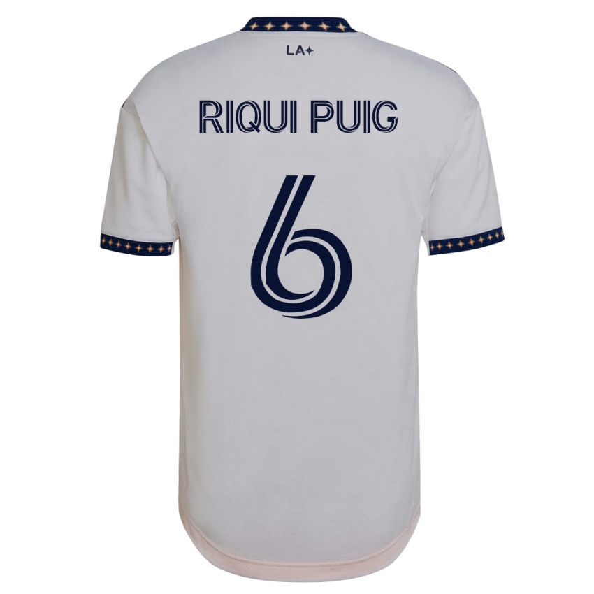 Męski Riqui Puig #6 Biały Domowa Koszulka 2023/24 Koszulki Klubowe