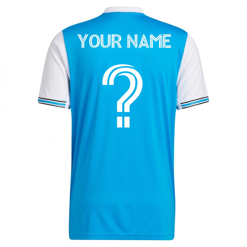 Męski Twoje Imię #0 Niebieski Domowa Koszulka 2023/24 Koszulki Klubowe