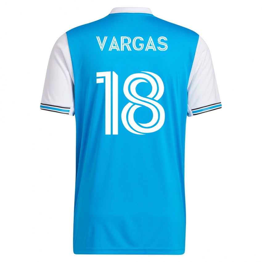 Męski Kerwin Vargas #18 Niebieski Domowa Koszulka 2023/24 Koszulki Klubowe