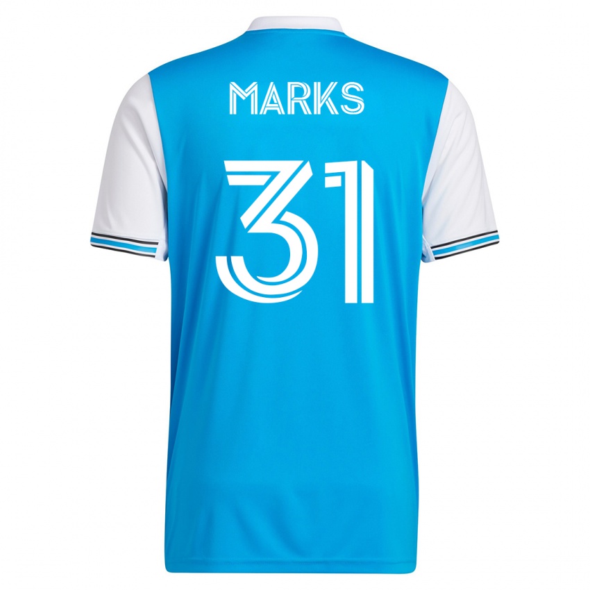 Męski George Marks #31 Niebieski Domowa Koszulka 2023/24 Koszulki Klubowe