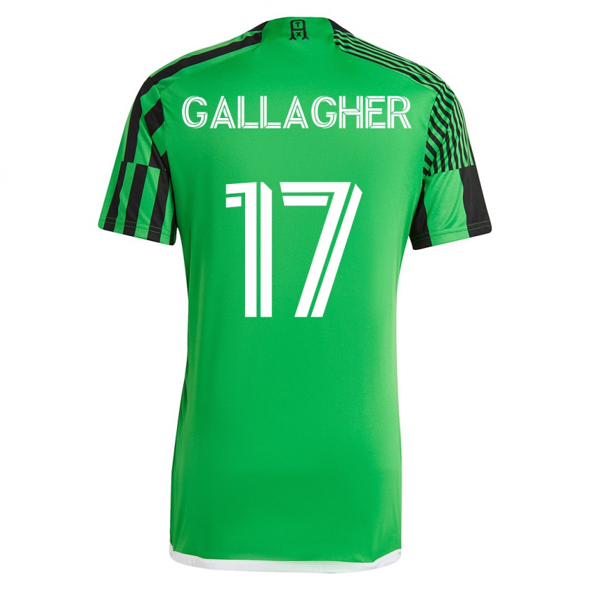 Męski Jon Gallagher #17 Zielony Czarny Domowa Koszulka 2023/24 Koszulki Klubowe