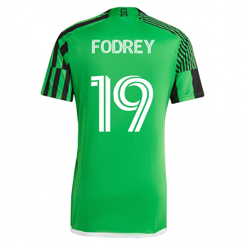 Męski Cj Fodrey #19 Zielony Czarny Domowa Koszulka 2023/24 Koszulki Klubowe