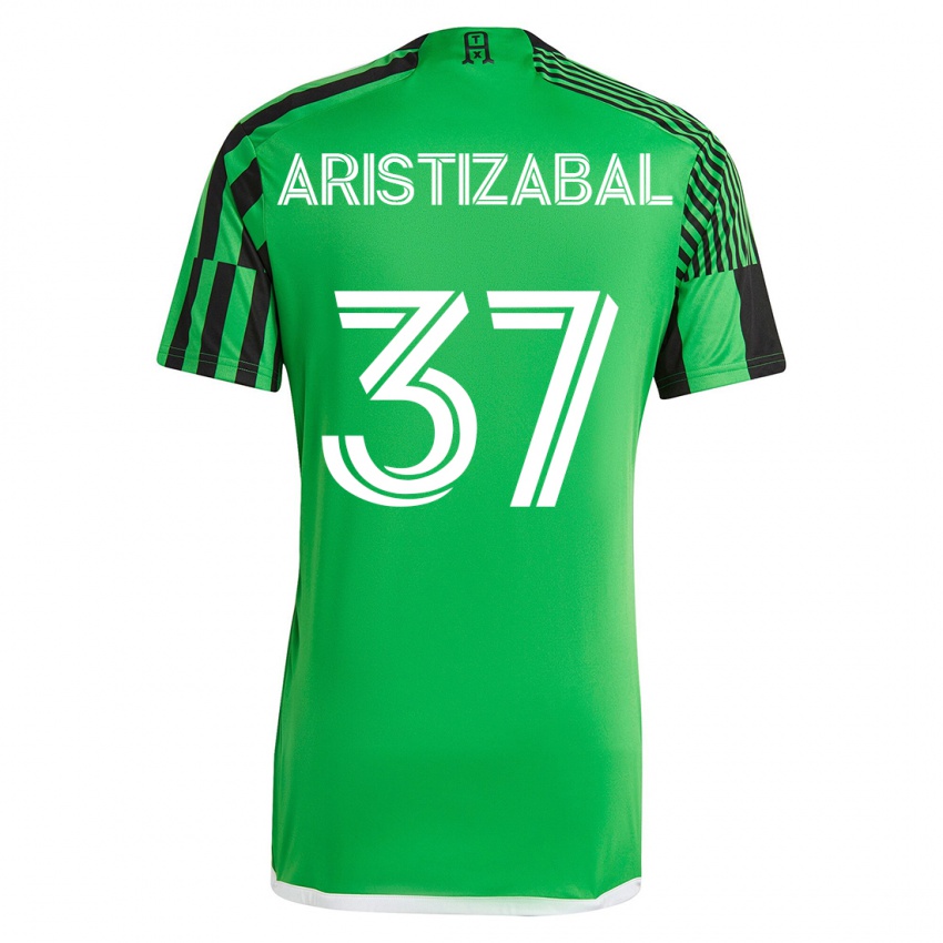 Męski Nicolas Aristizabal #37 Zielony Czarny Domowa Koszulka 2023/24 Koszulki Klubowe
