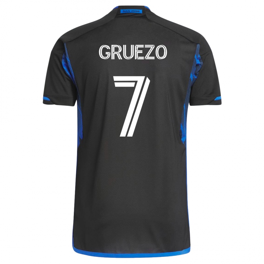 Męski Carlos Gruezo #7 Niebiesko-Czarny Domowa Koszulka 2023/24 Koszulki Klubowe