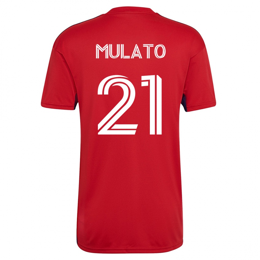 Męski José Mulato #21 Czerwony Domowa Koszulka 2023/24 Koszulki Klubowe