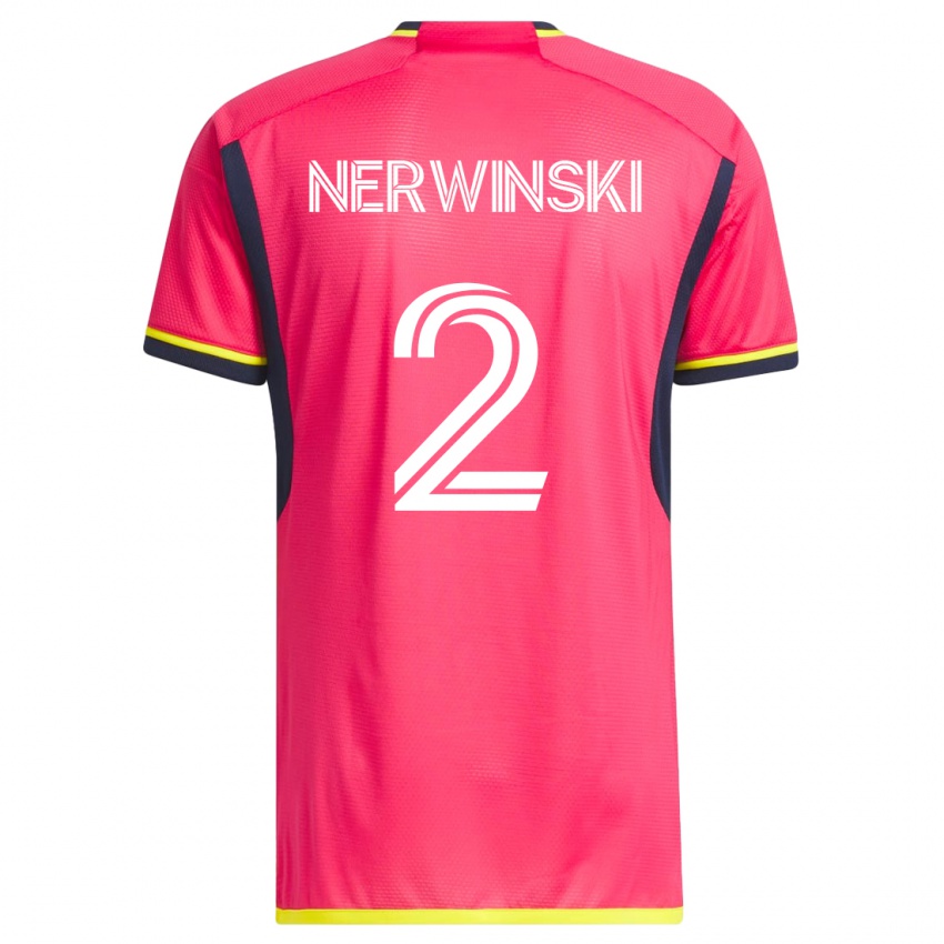 Męski Jake Nerwinski #2 Różowy Domowa Koszulka 2023/24 Koszulki Klubowe