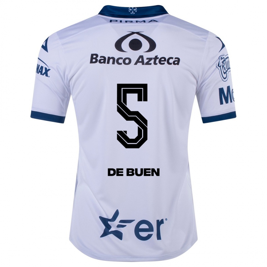 Męski Diego De Buen #5 Biały Domowa Koszulka 2023/24 Koszulki Klubowe