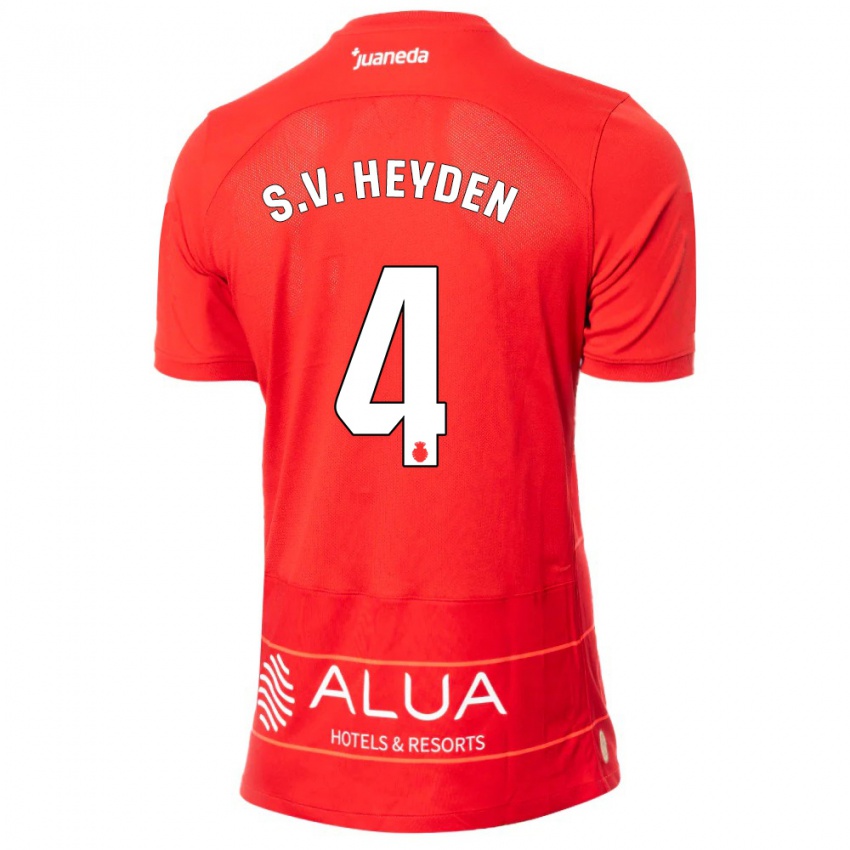 Męski Siebe Van Der Heyden #4 Czerwony Domowa Koszulka 2023/24 Koszulki Klubowe
