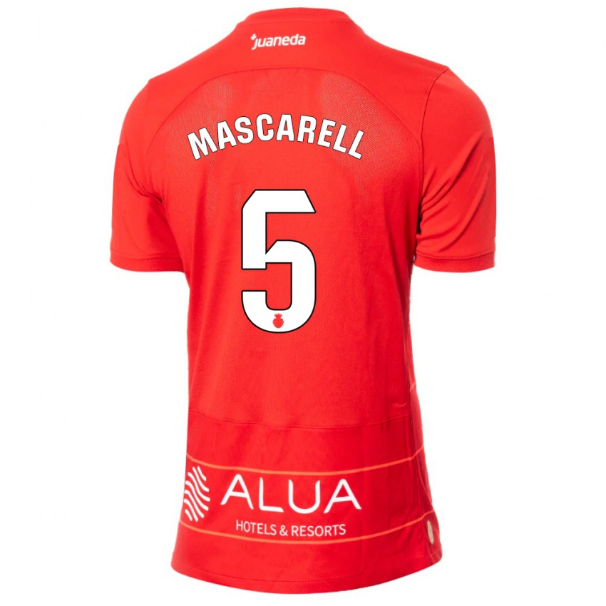 Męski Omar Mascarell #5 Czerwony Domowa Koszulka 2023/24 Koszulki Klubowe