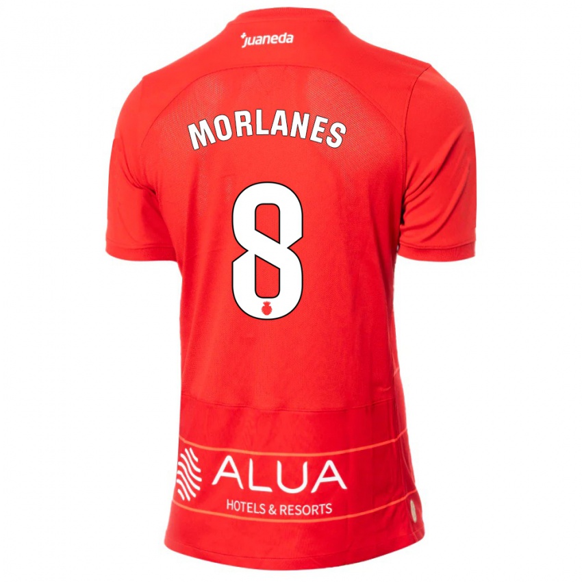 Męski Manu Morlanes #8 Czerwony Domowa Koszulka 2023/24 Koszulki Klubowe