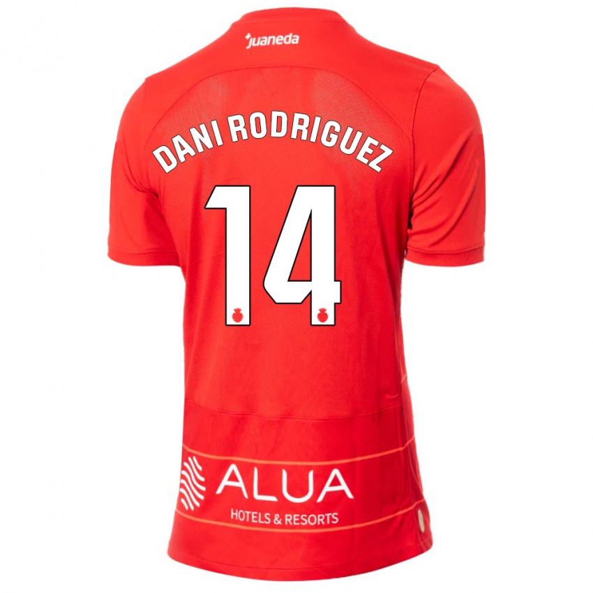 Męski Dani Rodríguez #14 Czerwony Domowa Koszulka 2023/24 Koszulki Klubowe