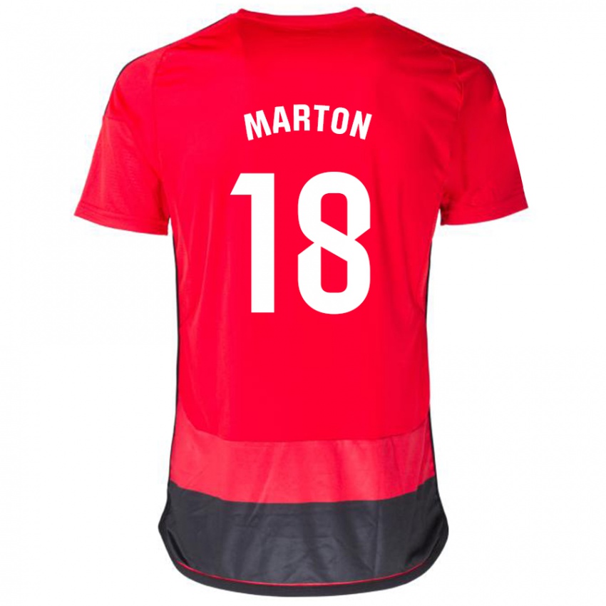 Męski Javier Marton #18 Czerwony Czarny Domowa Koszulka 2023/24 Koszulki Klubowe