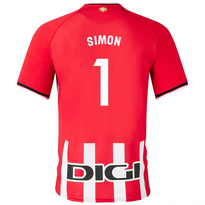 Męski Unai Simon #1 Czerwony Domowa Koszulka 2023/24 Koszulki Klubowe