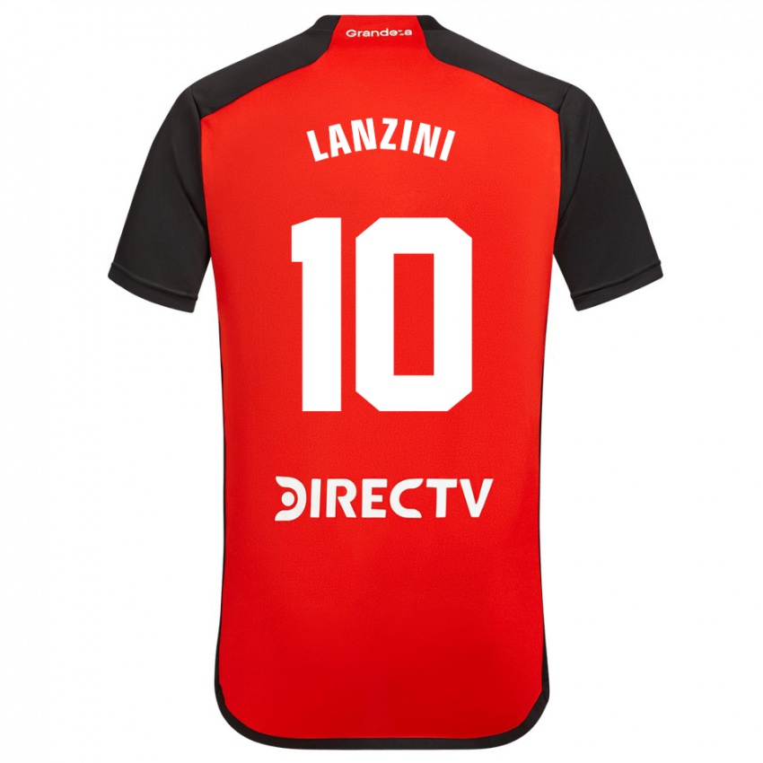 Męski Manuel Lanzini #10 Czerwony Wyjazdowa Koszulka 2023/24 Koszulki Klubowe