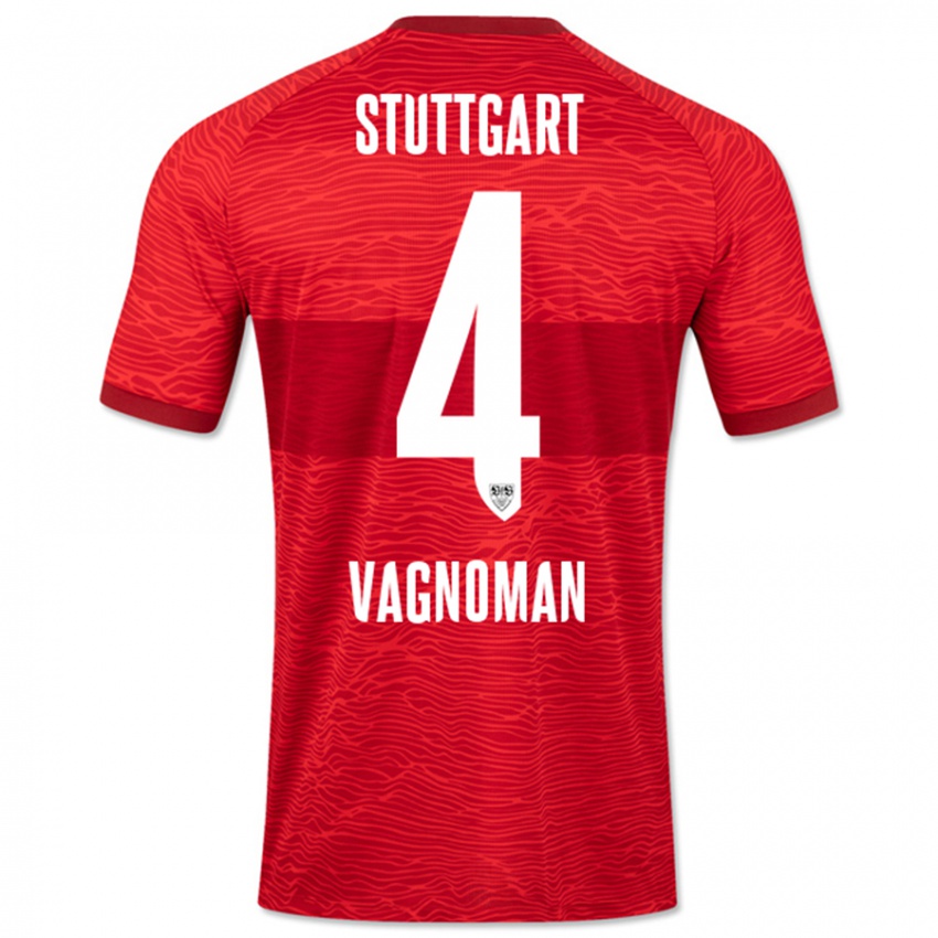 Męski Josha Vagnoman #4 Czerwony Wyjazdowa Koszulka 2023/24 Koszulki Klubowe