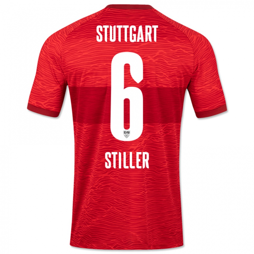Męski Angelo Stiller #6 Czerwony Wyjazdowa Koszulka 2023/24 Koszulki Klubowe
