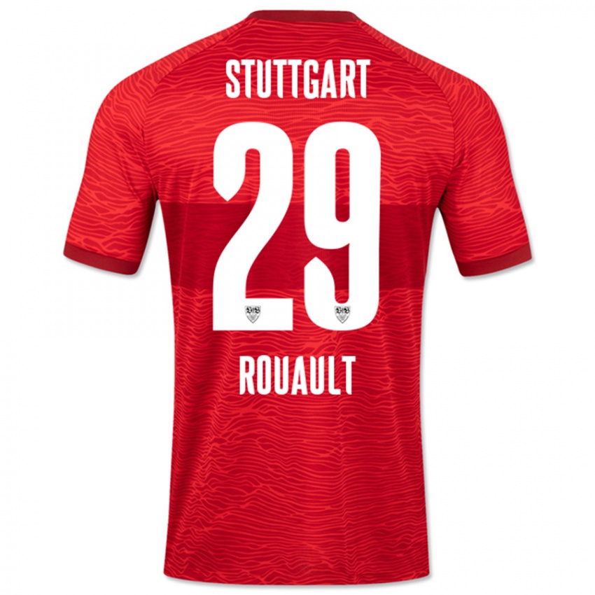 Męski Anthony Rouault #29 Czerwony Wyjazdowa Koszulka 2023/24 Koszulki Klubowe