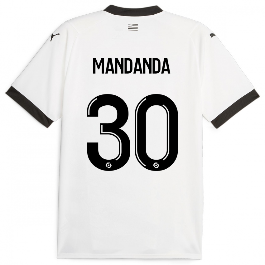 Męski Steve Mandanda #30 Biały Wyjazdowa Koszulka 2023/24 Koszulki Klubowe