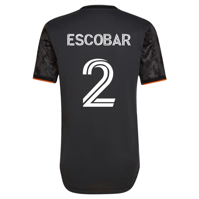 Męski Franco Escobar #2 Czarny Wyjazdowa Koszulka 2023/24 Koszulki Klubowe