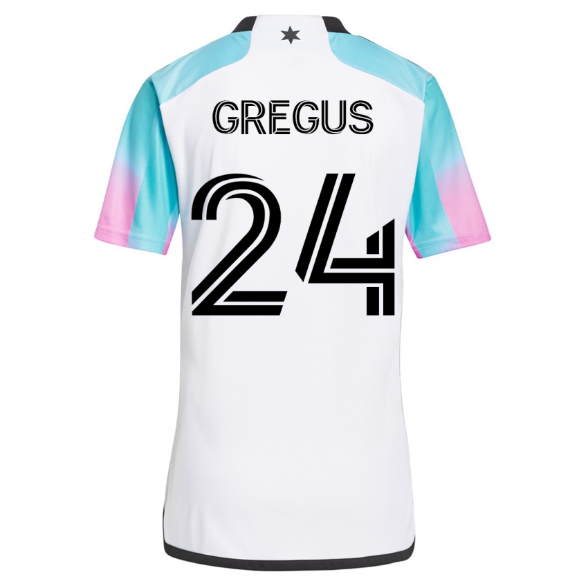 Męski Ján Gregus #24 Biały Wyjazdowa Koszulka 2023/24 Koszulki Klubowe