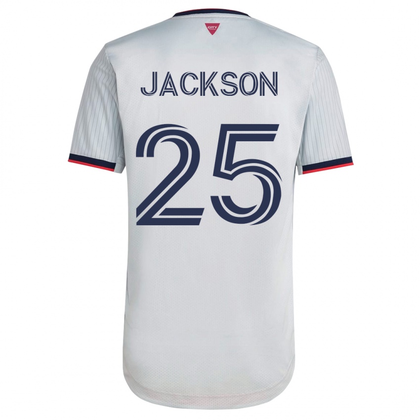 Męski Aziel Jackson #25 Biały Wyjazdowa Koszulka 2023/24 Koszulki Klubowe